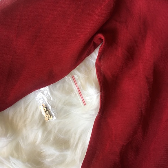 ❤️ Red Kurti-Style Sheer Long Sleeve Tunic Blouse - Picture 6 of 8